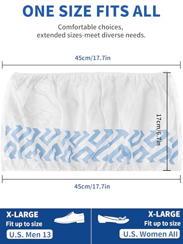 X-Large Shoe Covers Disposable Non-Slip, Non-Woven Fabric Boot Covers, Stretchable Fits Up to Size 13 US Men (White, 100 Pack) - color: White, size: 100 Pack