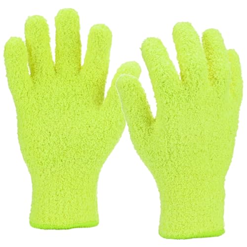 M METERXITY Dusting Gloves, Reusable Washable Mittens for House/Plants/Cars/Blinds Dusting, Leaf Cleaning Glove Mittens - color: Lime Green, size: 7.5 x 10 cm