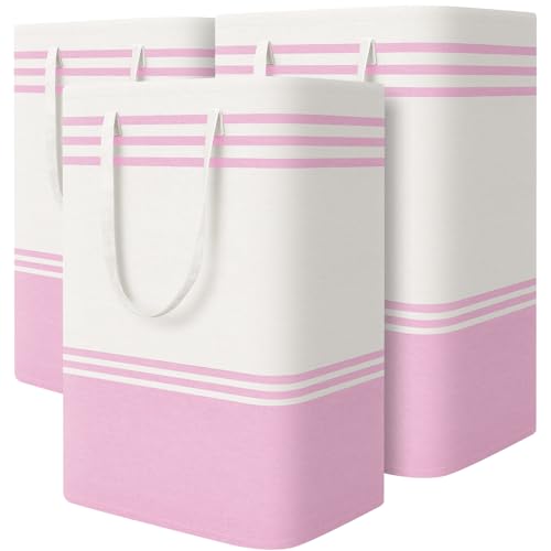 TranquilRelax 3-Pack Laundry Basket, Laundry Hamper, Pink-75L - color: Pink, size: 75L
