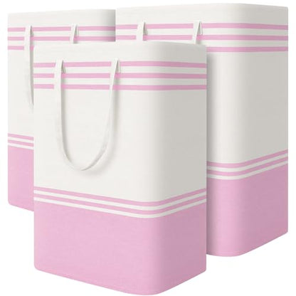 TranquilRelax 3-Pack Laundry Basket, Laundry Hamper, Pink-75L - color: Pink, size: 75L