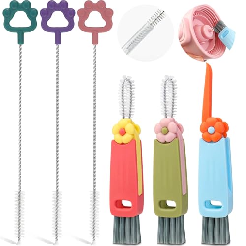 3 in 1 Cup Lid Cleaning Brush Set, Crevice Cleaning Brush and Straws Cleaning Brush, Multifunctional Portable Cup Lid Gaps Cleaning Brush, Tiny Cleaning Brush for Cleaning Water Bottle
