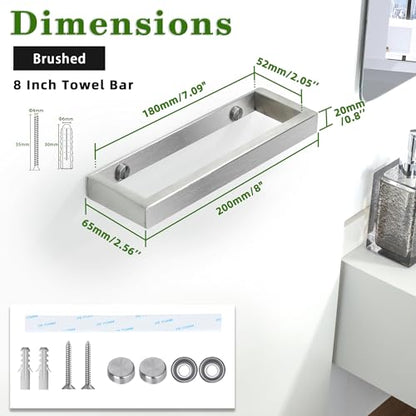 Alise Hand Towel Holder Towel Bar for Bathroom Wall Mounted 8 Inch,Brushed - color: Brushed, size: 8-Inch