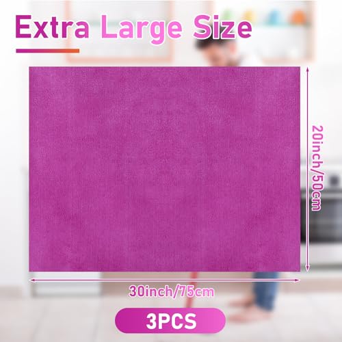 Newwiee 3 Pcs Extra Large Microfiber Cleaning Cloth - color: Purple