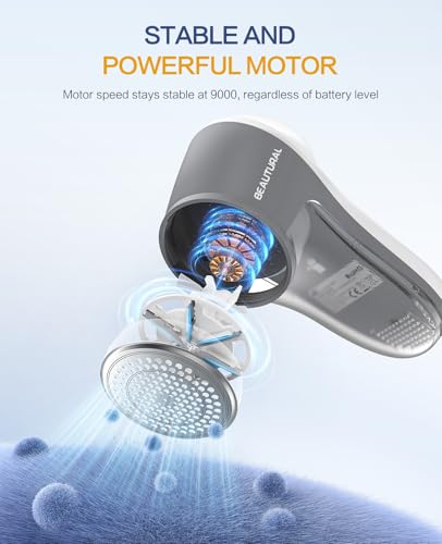 BEAUTURAL Fabric Shaver and Lint Remover, Rechargeable Sweater Defuzzer - color: Gray