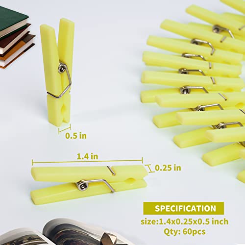 60Pcs Mini Clothespins for Baby Shower Games Yellow Clothes Pins 1.4 Inch - color: Yellow