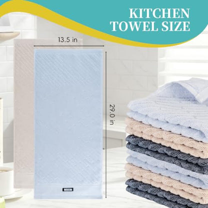 100% Cotton Kitchen Towels, 6 Pack Dish Towels & Dish Rags - size: 13.5×29inches