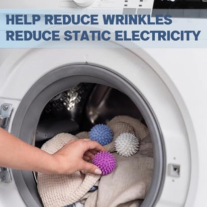 12 Pcs Reusable Laundry Dryer Balls, Plastic Dryer Balls Fabric Softener, Reduce Drying Time and Save on Energy, Soft Fluffy Clothes, Fewer Wrinkles, Less Static Cling