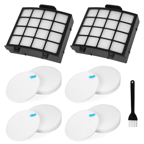 AZ2002 Vacuum Filter Replacement for Shark AZ2000 AZ2000W AZ2002 UV2500 Vertex DuoClean PowerFin Upright Vacuum, 2 Post-Motor Filters, 4 Foam Felt Filters, Part# XHFAZ2000 & XFFKAZ2000 - size: Shark AZ2000 2 HEPA 4 Foams Felt Filters