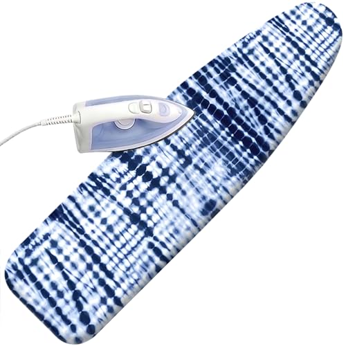 Padded Ironing Board Cover, 15 * 54 in Standard Size Ironing Board Covers, Easy Hook and Loop Fastener, Universal Fit for Standard Boards - color: Blue Brushstrokes
