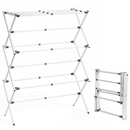 APEXCHASER Oversized Clothes Drying Rack, 45.28" H × 14.57" D - color: White, size: Large