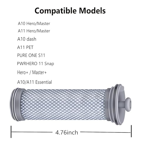 A10 A11 Filter Replacement for Tineco A10/A11 Hero, A10/A11 Master PURE ONE S11, PWRHERO11 Snap Cordless Vacuum Cleaner, Improve Suction/Washable/Reusable Filter Perfect for Pet Hair, Dirt, Dust