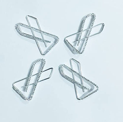 Sahishnu Online and Marketing Silver Saree Pins Small X Shaped Single Line Stone,Safety Pin, Brooch Safety Pins Set of 4