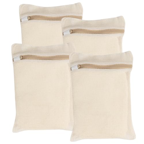 4 Piece Small, Durable Organic Cotton Mesh Laundry Bag with Strong Zipper and Breathable Mesh, Delicate Laundry Bag for Underwear, Clothes, Pants and Socks - size: Small