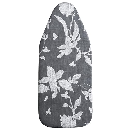 Small Ironing Board Cover Scorch Resistant, Cotton Table top Ironing Board Cover with Padding Heat Reflective Heavy Duty Pad (Grey Floral, 12.5"x32") - color: Grey Floral
