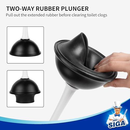 MR.SIGA Toilet Plunger and Brush Combo for Toilet Cleaning, White, 2 Set (Pack of 2) - color: White, size: 6.3 x 8.2 x 18.1 inch (Pack of 2)