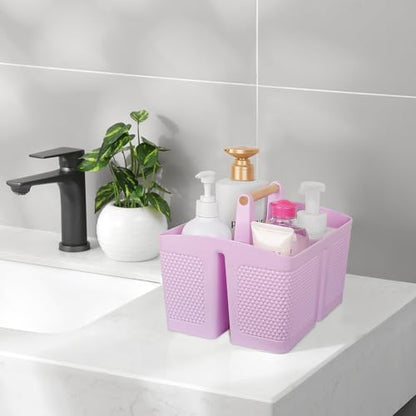 Plastic Shower Caddy, Portable Shower Basket with Handle, Light Purple - color: Light Purple