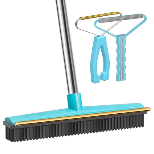 Carpet Rake 60" Long Handle, Pet Hair Remover, Carpet Broom, 3Pcs - color: Blue, size: PRO Combo 3