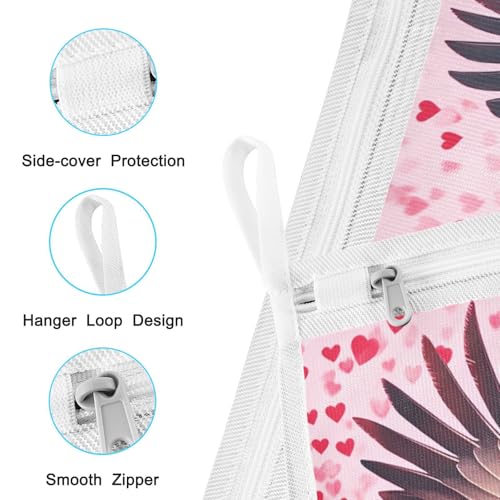 Mesh Laundry Bags Lingerie Bags for Washing Delicates 2 PCS Durable Wash Bag with Zipper Small and Medium Washable Bald Eagle and Pink Hearts - color: Bald Eagle and Pink Hearts