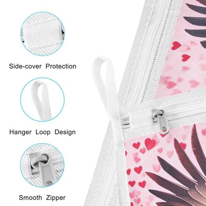 Mesh Laundry Bags Lingerie Bags for Washing Delicates 2 PCS Durable Wash Bag with Zipper Small and Medium Washable Bald Eagle and Pink Hearts - color: Bald Eagle and Pink Hearts