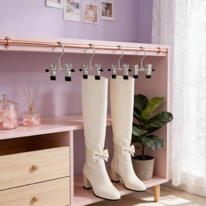 Adjustable Stainless Steel Shoe Rack Pants Folder Multi-Functional Portable Travel Laundry Washing Machine Rack Hooks Socks Clip Boot Hanger Set of 6 - color: Hard Plastic Head