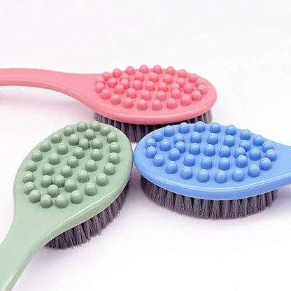 QiCheng&LYS Pink Body Brush Shower cepillo de ducha Bath Brush with Long Handle, Handheld Body Massage Brush Shower Back Scrubber-14inch (Pink) - color: Pink
