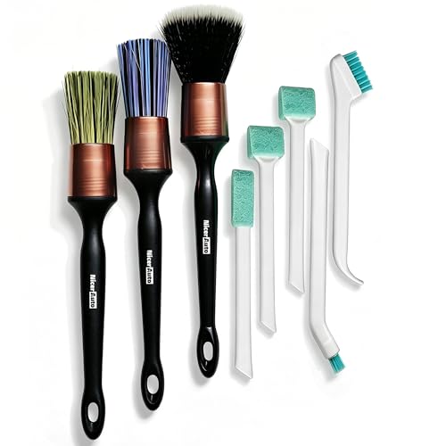 8PCS Car Detailing Brush Set, Mixed Bristles Soft Detail Brushes, Rose Gold - color: Rose Gold 8pcs Detailing Brush Set
