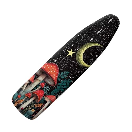 Moon Mushroom Ironing Board Cover and Pad Soft Ironing Board Cover, Non Stick Scorch and Stain Resistant Standard Size 15x54 Inch with Elastic Edges - color: 0 Moon Mushroom