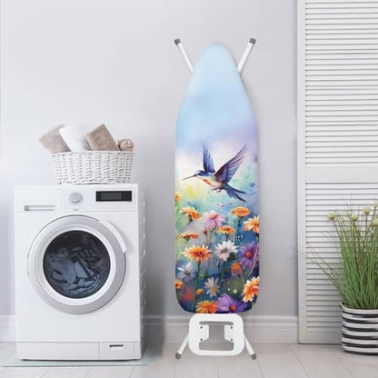 Hummingbird Ironing Board Cover and Pad Standard Size Flower Iron Board Covers Heavy Duty Iron Board Protective Cover with Elastic Edge Table Top Ironing Board Sleeve Padded Blue - color: Hummingbird Daisy