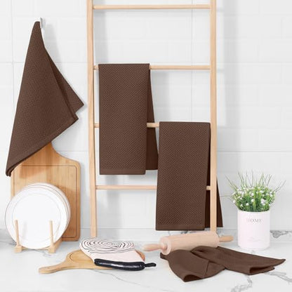 Homaxy 100% Cotton Waffle Weave Kitchen Dish Towels 4-Pack, Coffee - color: Coffee, size: 13 X 28 - 4 Pack