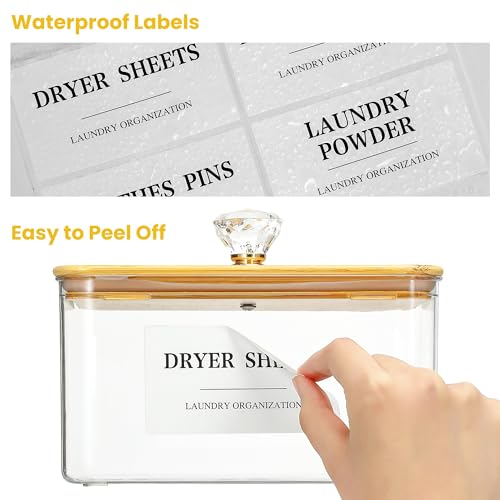 4 Pack Clear Laundry Pods Container & Dryer Sheet Holder Set with Lid, Laundry Containers with Scoops & Labels, Laundry Room Organization and Storage for Laundry Detergent, Pods, Powder, Beads - color: 4 Pack with Printed Labels