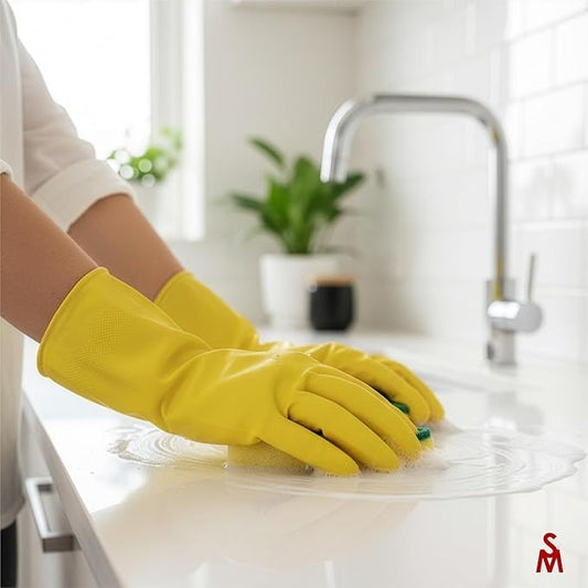 SteadMax 6 Pairs Cleaning Gloves, Reusable Natural Rubber Dish Gloves, Non-Slip Gloves for Kitchen and Household - size: Small (Pack of 6)