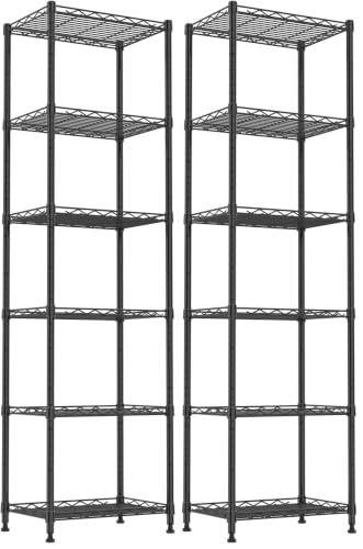 REGILLER 6 Wire Shelving Steel Storage Rack Adjustable Unit Shelves for Laundry Bathroom Kitchen Pantry Closet(Black,11.7" D x 16.8" W x 63" H) (Pack of 2) - color: Black, size: 6tier 11.7"D x 16.8"W x 63"H (Pack of 2)