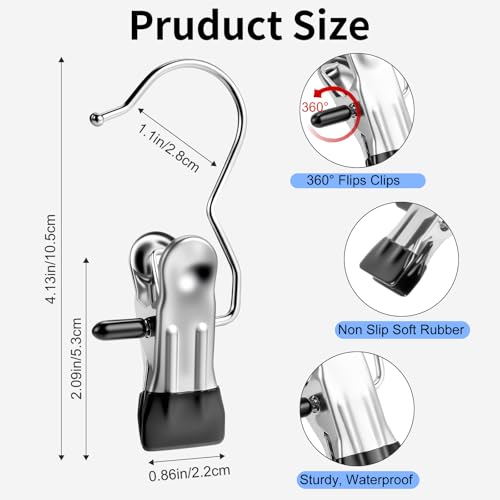 Senbowe 30 Pack Heavy Duty Clothes Pins, Boot Hangers for Closet, Laundry Hook Hanging Clips Clamps for Closet Organizer Pants Hats Socks Towels Clips, Clothespins Hanger for Travel Handbag Legging - color: Black