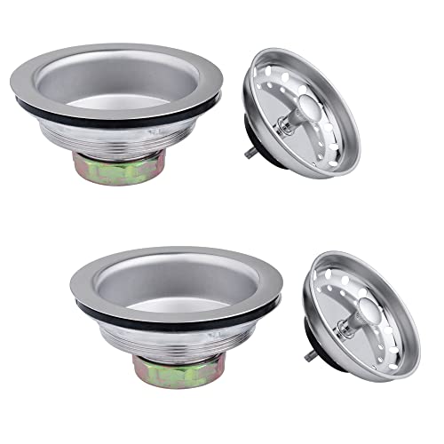 Artiwell 2-Pack Kitchen Sink Basket Strainer and Stopper, 3-1/2” Kitchen Drain Assembly with Strainer and Sink Stopper, Kitchen Sink Strainer with Stopper, Chrome Plated - color: Chrome Plated