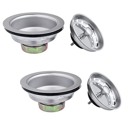 Artiwell 2-Pack Kitchen Sink Basket Strainer and Stopper, 3-1/2” Kitchen Drain Assembly with Strainer and Sink Stopper, Kitchen Sink Strainer with Stopper, Chrome Plated - color: Chrome Plated