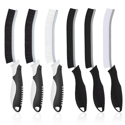 TQRR 6Pcs Hard Bristle Crevice Cleaning Brushes -Grout Scrub Brush - color: Black