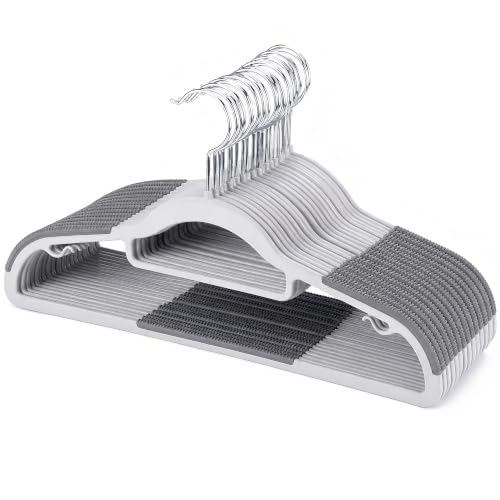 50 Pack Plastic Clothes Hangers, Non Slip, Gray