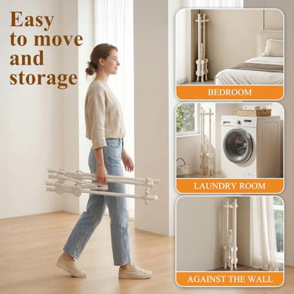 Small Clothes Rack, Foldable Clothing Rack with 3 Adjustable Height