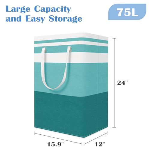 BlissTotes 3-Pack Laundry Basket, Collapsible Laundry Hamper, Green, 75L - color: Green, size: 75L