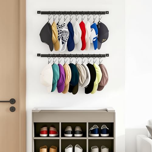 Hat Rack with Steel Clips for Wall Baseball Cap Set of 2