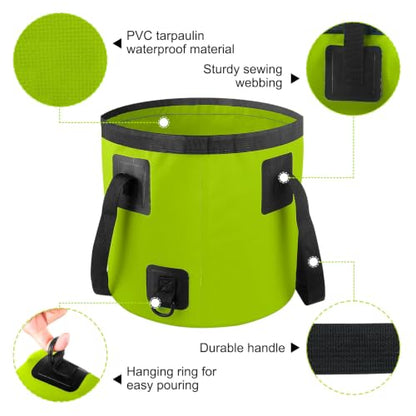5 Gallon Collapsible Bucket with Handle Car Wash Bucket Cleaning Supplies - color: Lemon Green, size: 20L