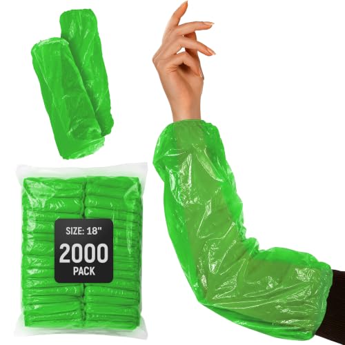 ABC PACK & SUPPLY Disposable Arm Sleeves, 18 Inch PE Arm Covers, Sleeve Covers with Elastic Ends for Food Processing - color: Green, size: 2000 Pack