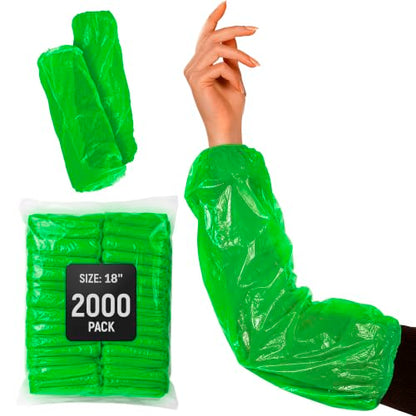 ABC PACK & SUPPLY Disposable Arm Sleeves, 18 Inch PE Arm Covers, Sleeve Covers with Elastic Ends for Food Processing - color: Green, size: 2000 Pack