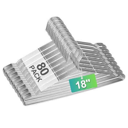 18" Stainless Steel Metal Hangers, 80 Pack Heavy Duty for Clothes - color: Silver-18inch, size: 80 PACK
