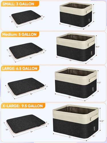BALEINE 3 Pack Fabric Closet Storage Bins for Shelves, Linen Closet Organizers and Storage, Decorative Baskets for Organizing, Shelf, Clothes, Home, Office (Black, 14''x10''x8.5'') - color: Black, size: 3PCS/Medium-14x10x8.5