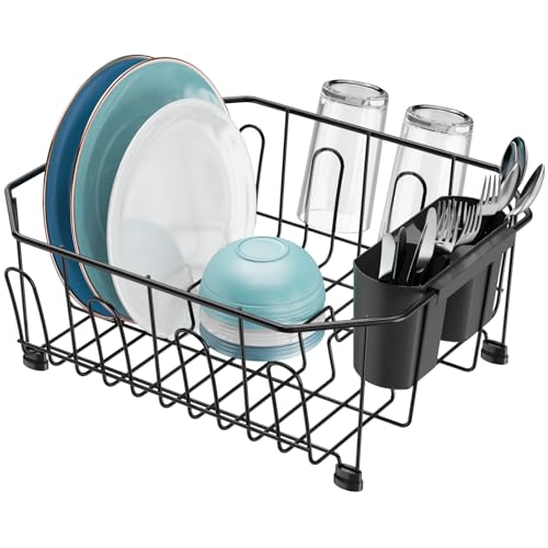 GSlife Small in Sink Dish Drying Rack - Stainless Steel for RV Kitchen - color: Black, size: Small - 13.4" x 11.6" x 5.3"
