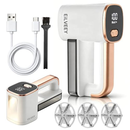Eilveey Fabric Shaver Rechargeable Lint Remover with 3 Extra Blades & Light