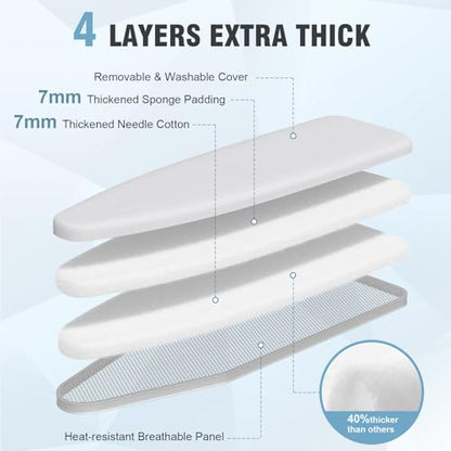 oleaf Ironing Board with Cover and Thicken Pad Height Adjustable Full Size Foldable Iron Board with Iron Rest, Stable Steel Legs, Metal Construction, Heat Resistant, Beige - color: Beige