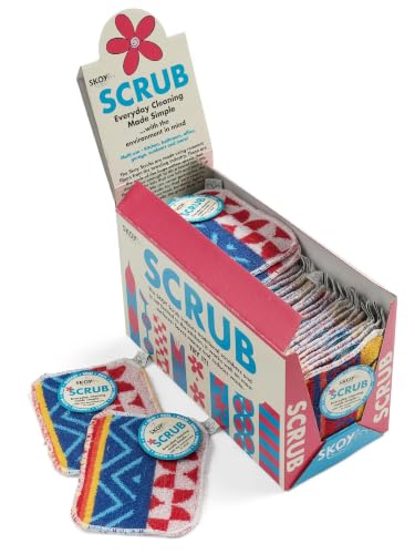 Skoy Scrub, 50-Pack Reusable, Non-Scratching Dish Scrubber for Kitchen and Household Cleaning, Planet-Friendly, Dishwasher Safe Soft Scrub, Assorted Colors and Designs - color: Assorted, size: 50-Pack