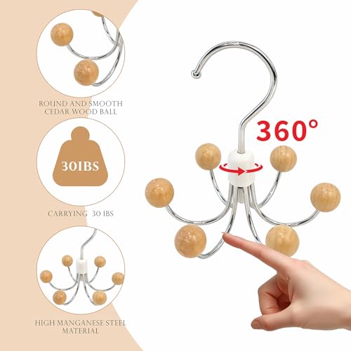 2Pack Sweatshirt Hangers with 6 Cedar Balls, Purse Hanger Scarf Hanger Wood - color: Wood Colour, size: 2 Pack
